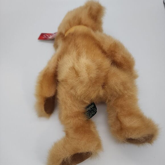 Russ Berrie Pennington Brown Bear Plush 12" Sits Up Gold Bow Tag Attached #2818 - Picture 3 of 9